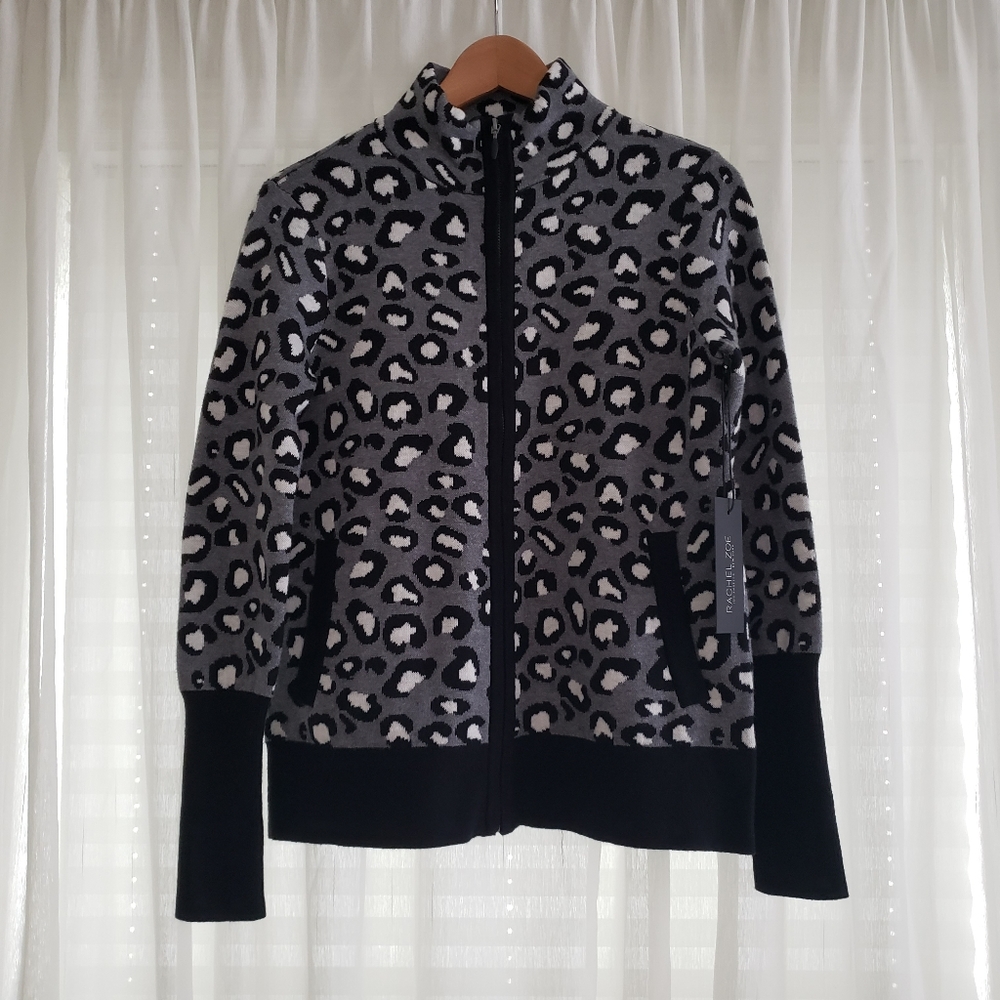 Rachel Zoe cheetah zip up cardigan